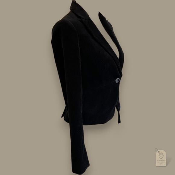 Banana Republic Black Suede Velvet Blazer Jacket Fitted Single Button 0 - Picture 3 of 10